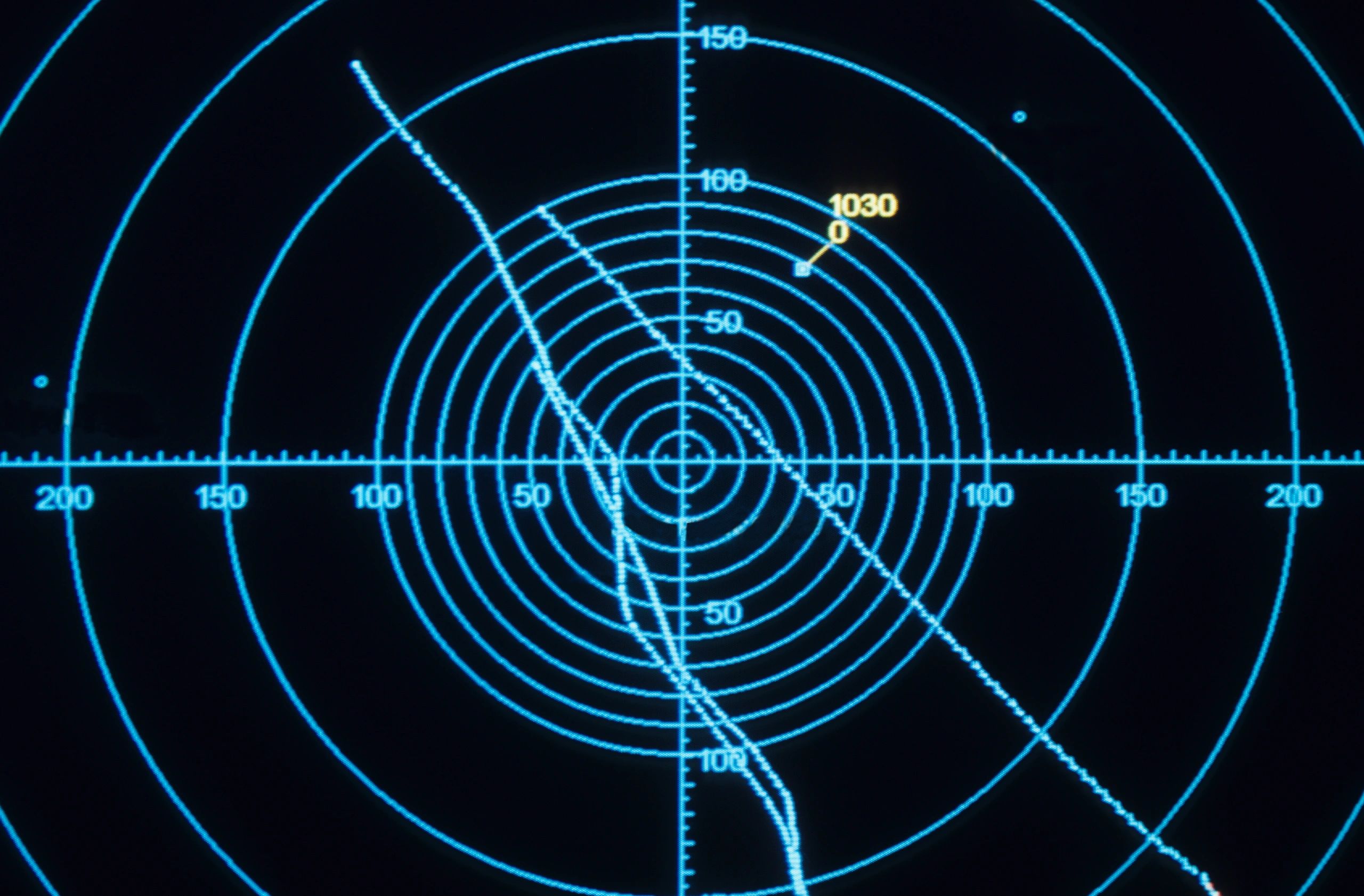 Close-up of an electronic display on a marine instrument
