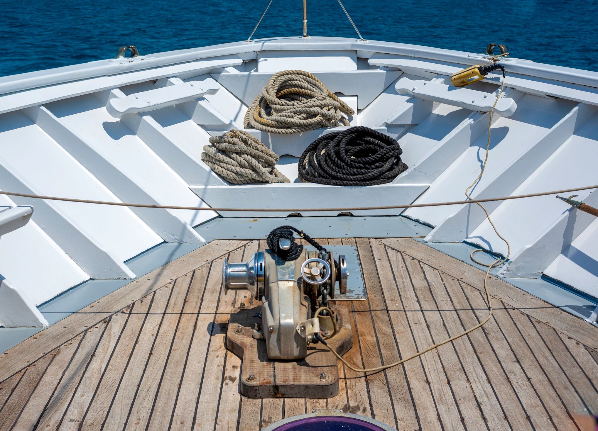 Marine electronics and deck equipment on a boat