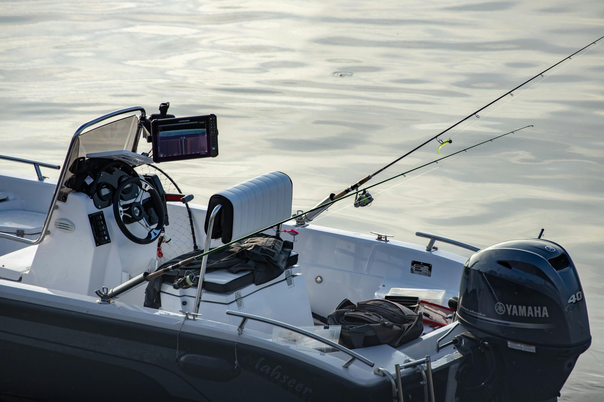 Modern recreational powerboat on the water